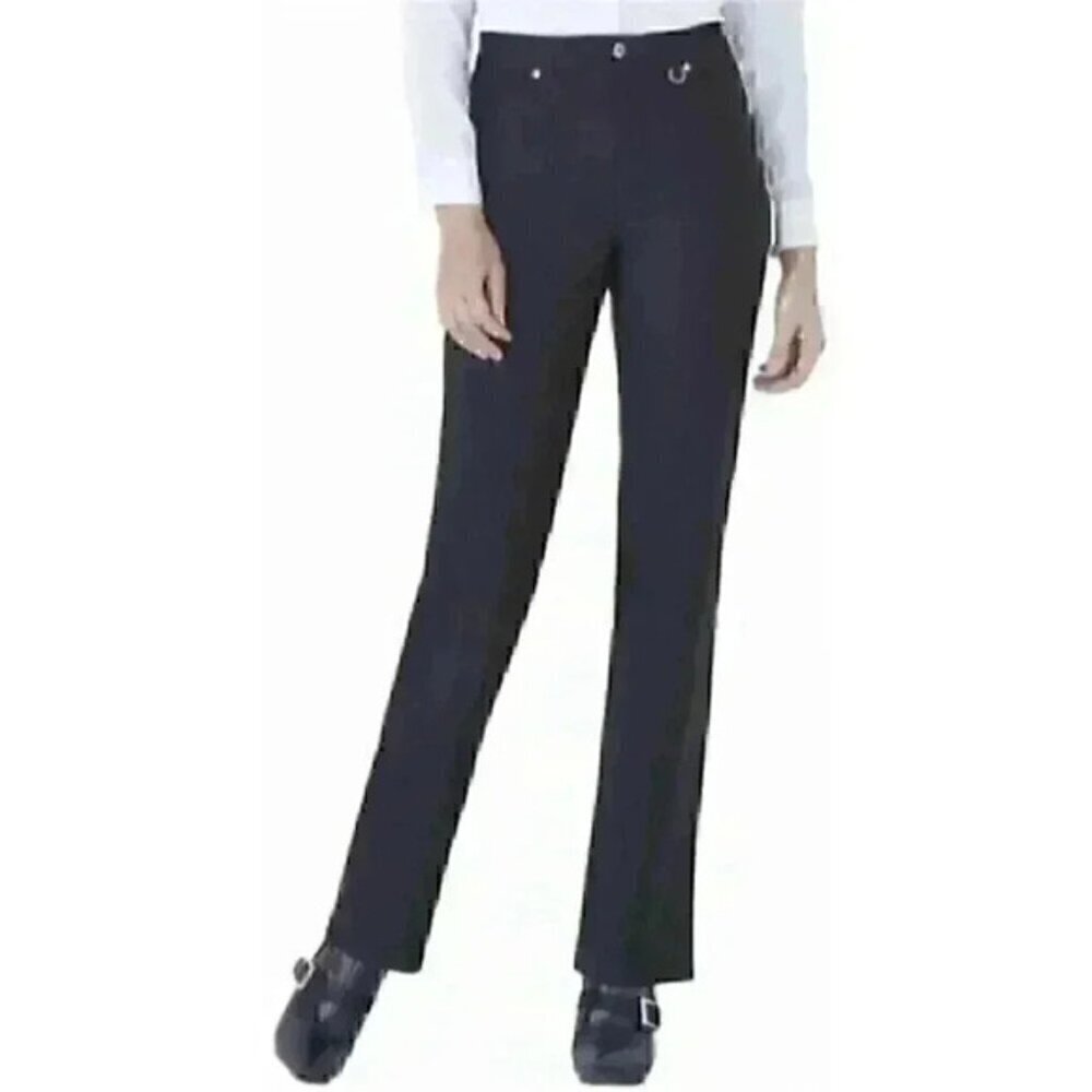 Simon Chang Jeans High Rise Straight Leg Cropped Stretch Fit Black Size 16